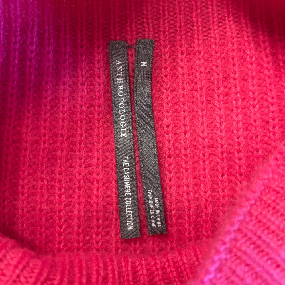 Anthropologie The Enza Ribbed Cashmere Mock Turtleneck Cropped Sweater, Pink, M - Picture 8 of 10